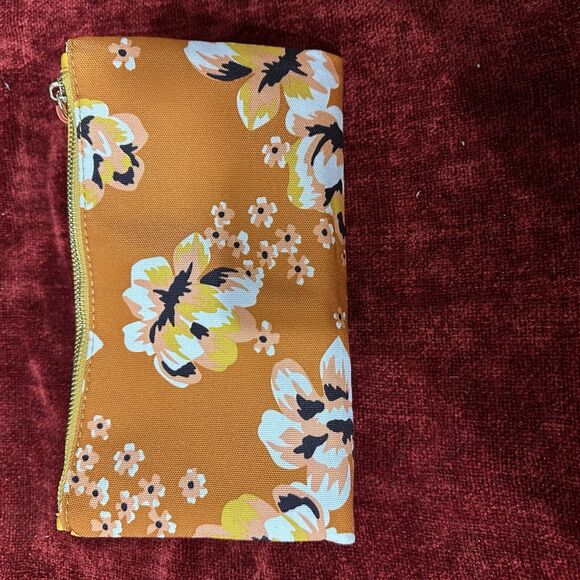 Anthropology Rachel Pally Fold Over Clutch Purse Orange Yellow Floral Reversable - Picture 2 of 10